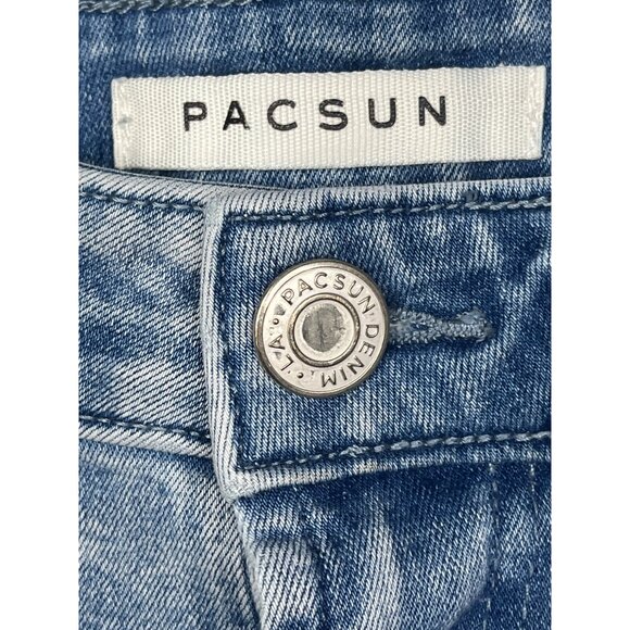 PacSun Men’s 32x32 Slim Taper Fit Jeans Blue Light Wash Stretch Denim Mid Rise - Picture 6 of 13